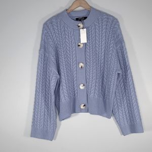NWT Sugar +LIPS Periwinkle cardigan sweater SZ L
